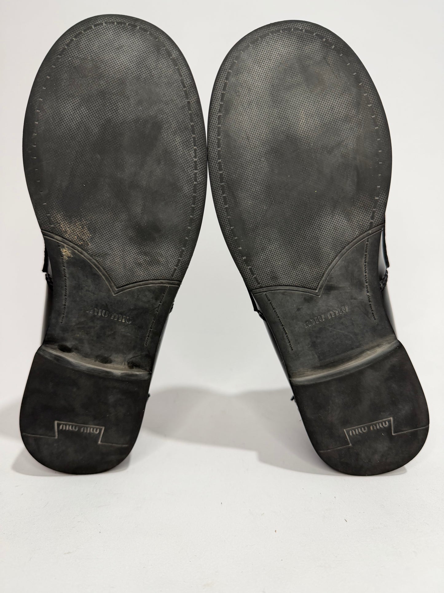 Miu Miu Black Leather Coin Loafers Size 37 EU/ 7 US/ 4 UK