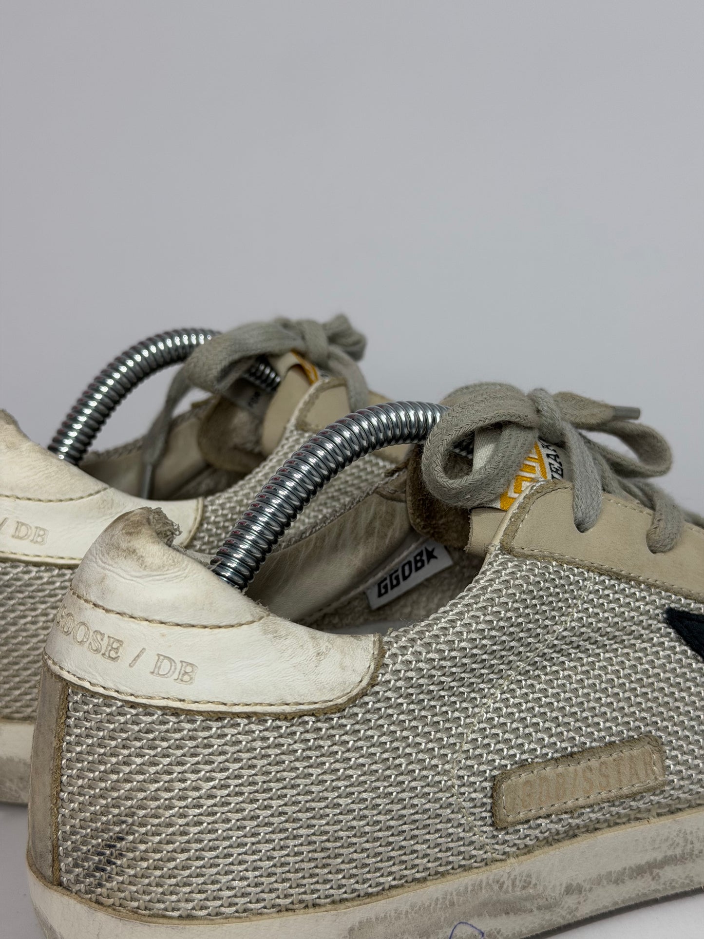 Golden Goose White Leather And Grey Knit Fabric Superstar Sneakers Size 36 EU/ 6 US/ 3 UK