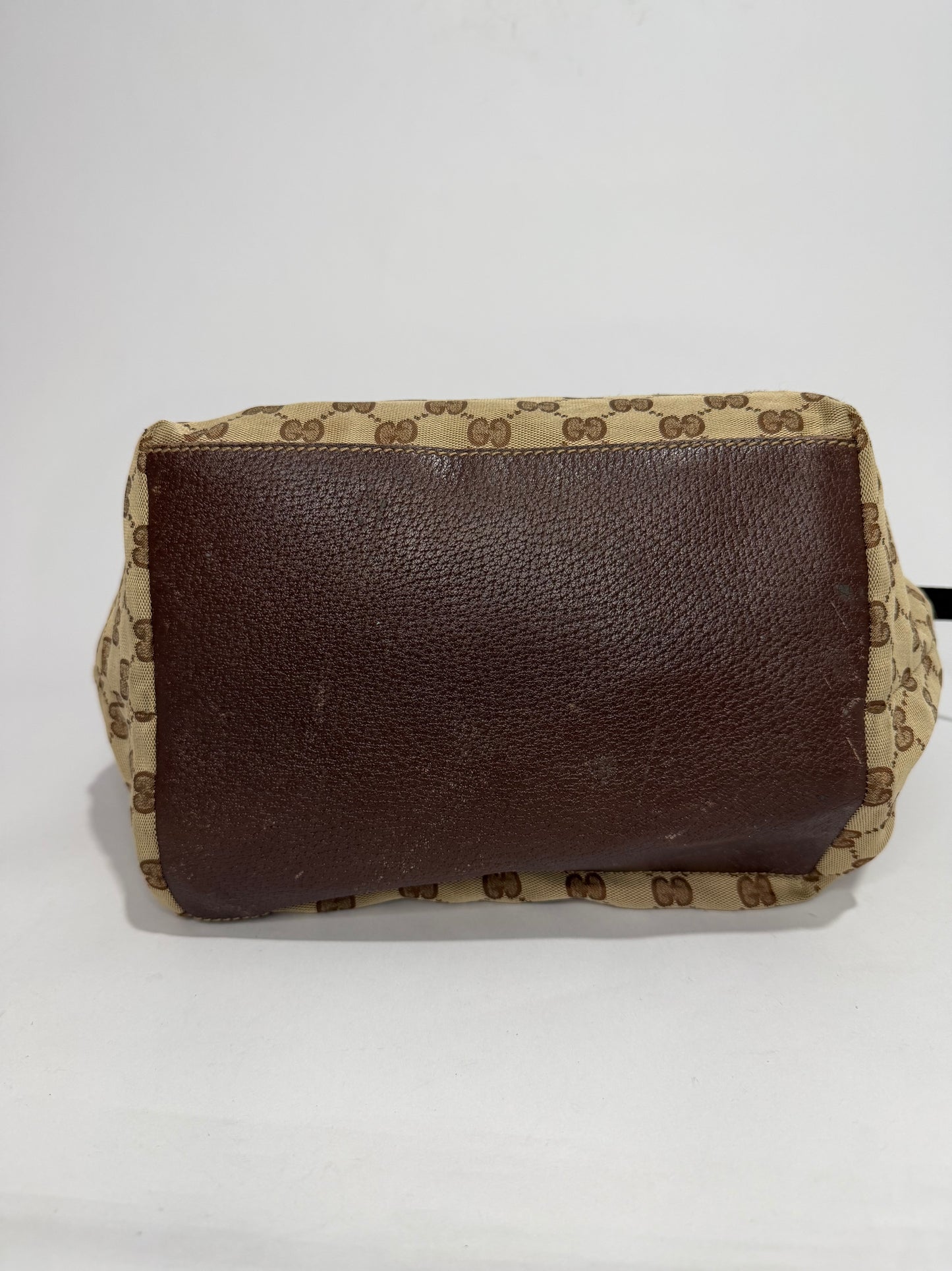 Gucci Beige/Brown GG Canvas and Leather Web Handle Tote