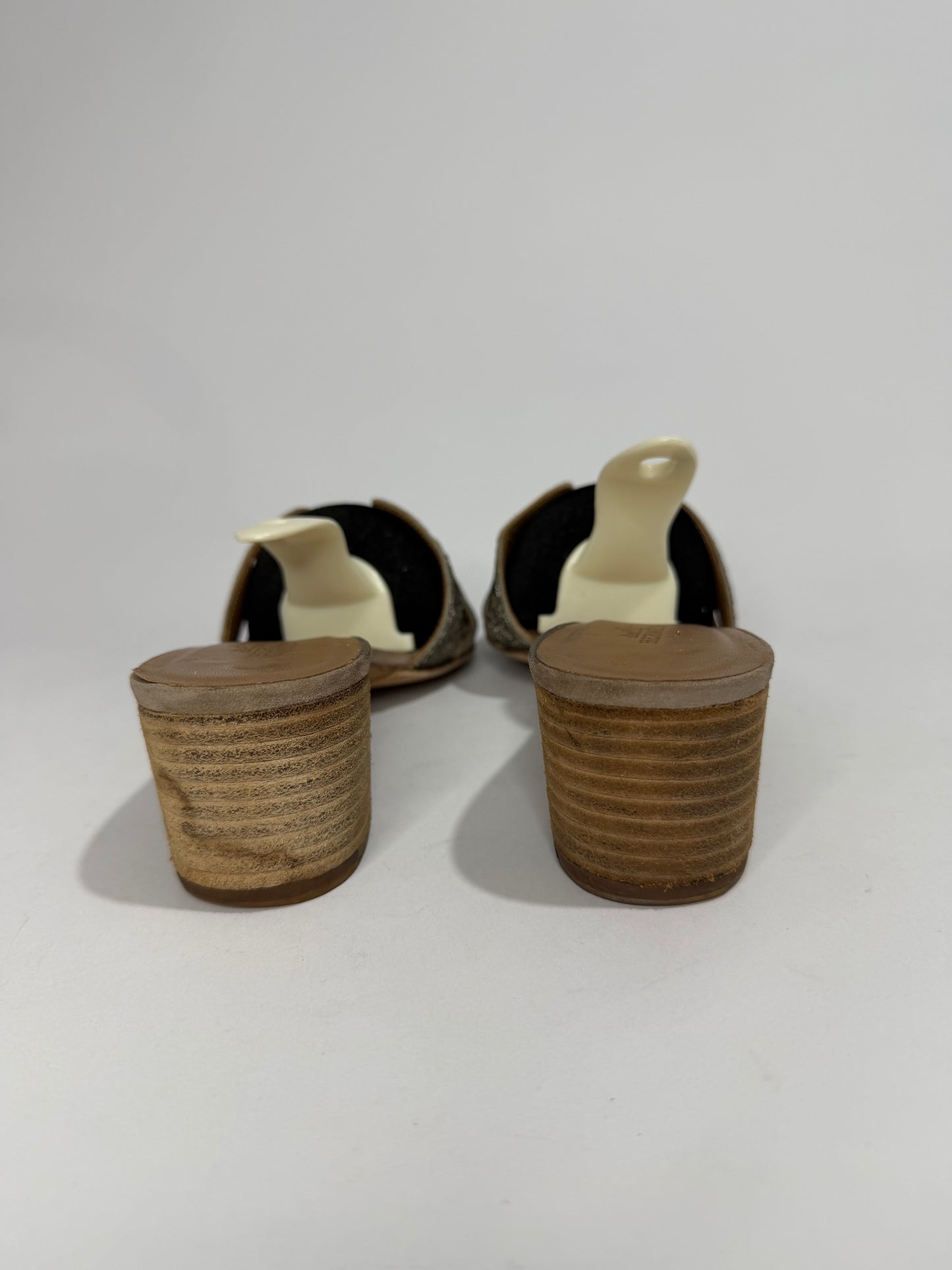 Hermes Gold Glitter Leather Oasis Slide Sandals Size 38 EU/8 US/ 5UK