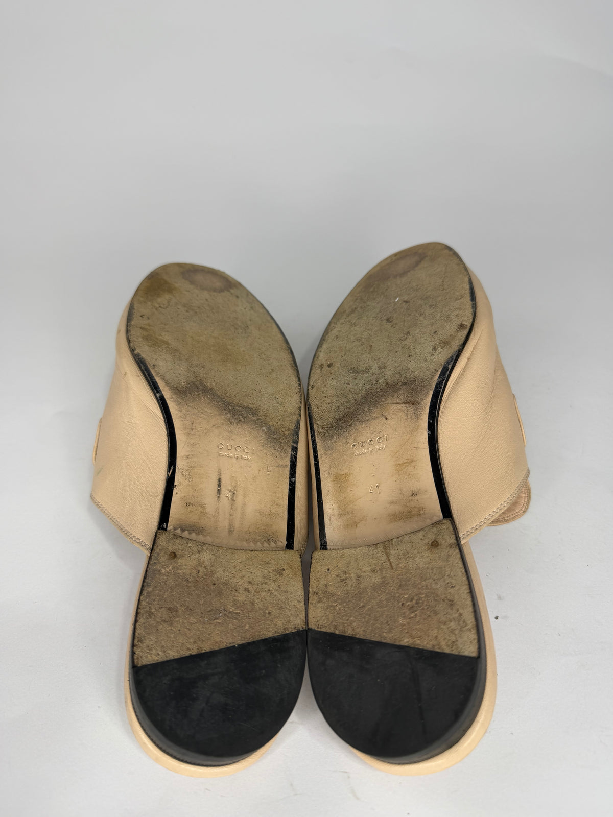 Gucci Beige Leather Princetown Horsebit Flat Mules Size 41 EU