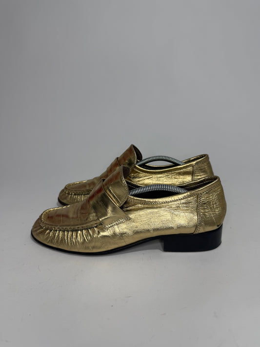 The Row Gold
Eel Skin Loafers 
Women's Size 38 EU/8 US / 5 UK