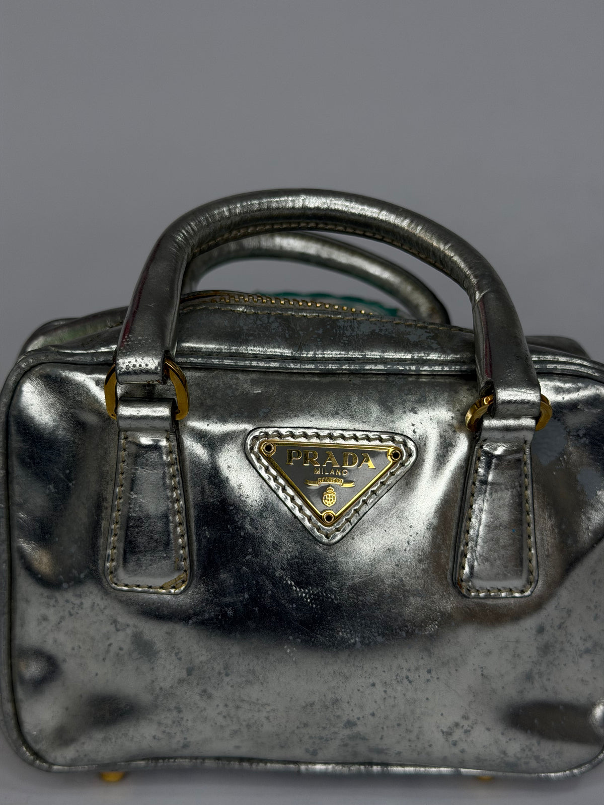 Prada Silver
Spazzolato Bauletto Mini Bag