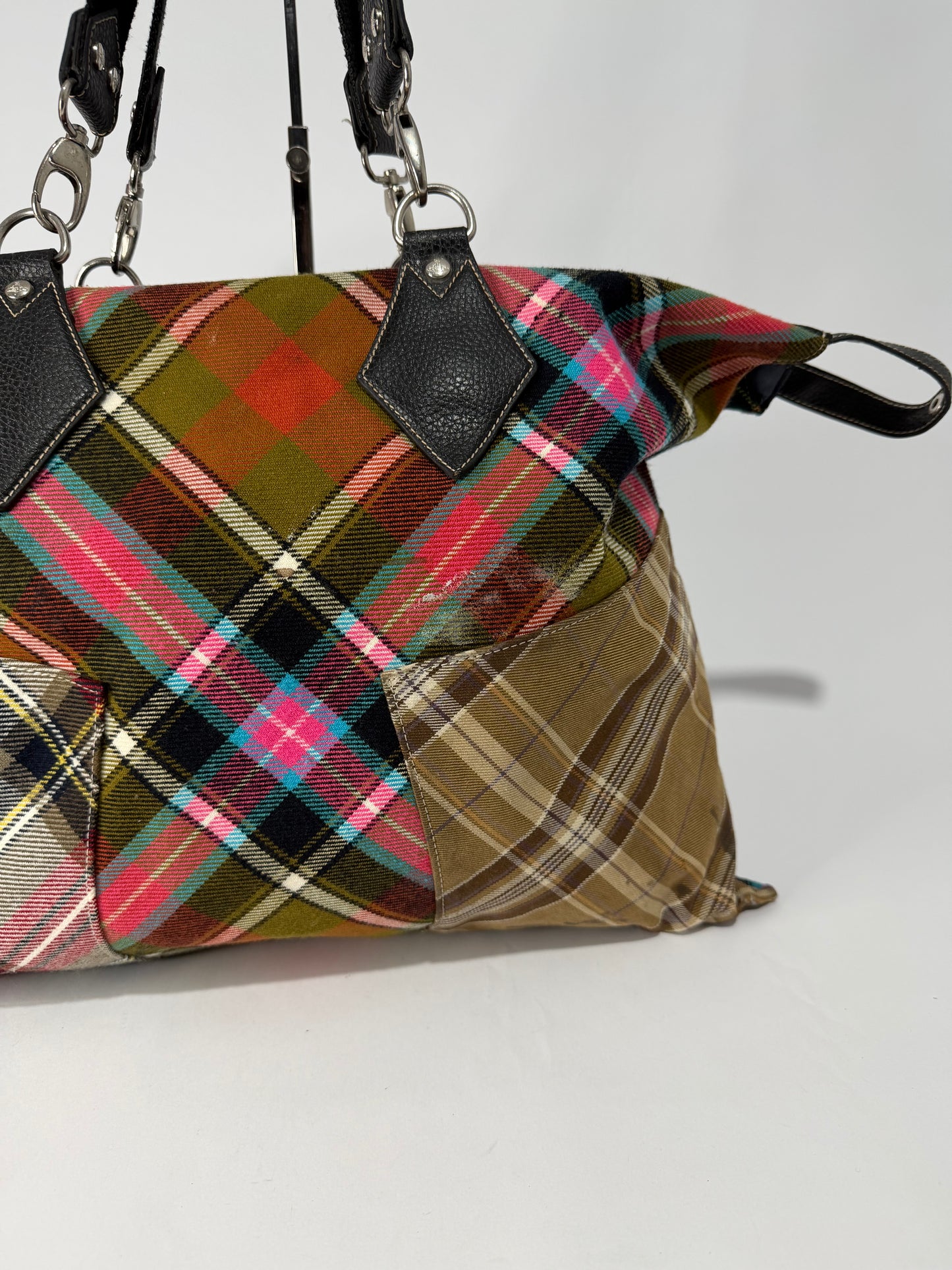 VIVIENNE WESTWOOD Multicolor Plaid Tote Bag.