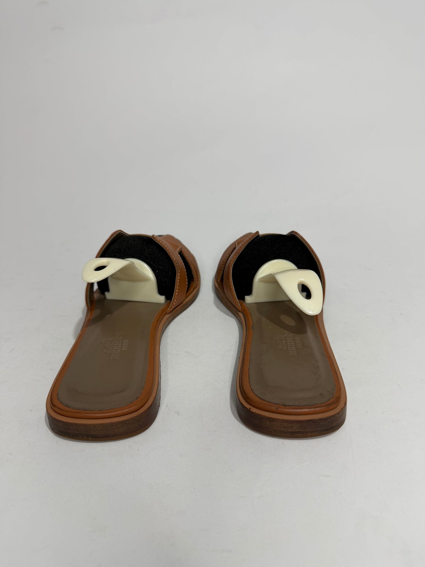HERMES Brown Box Calfskin Oran Sandals 36 EU/ 6 US / 3 UK