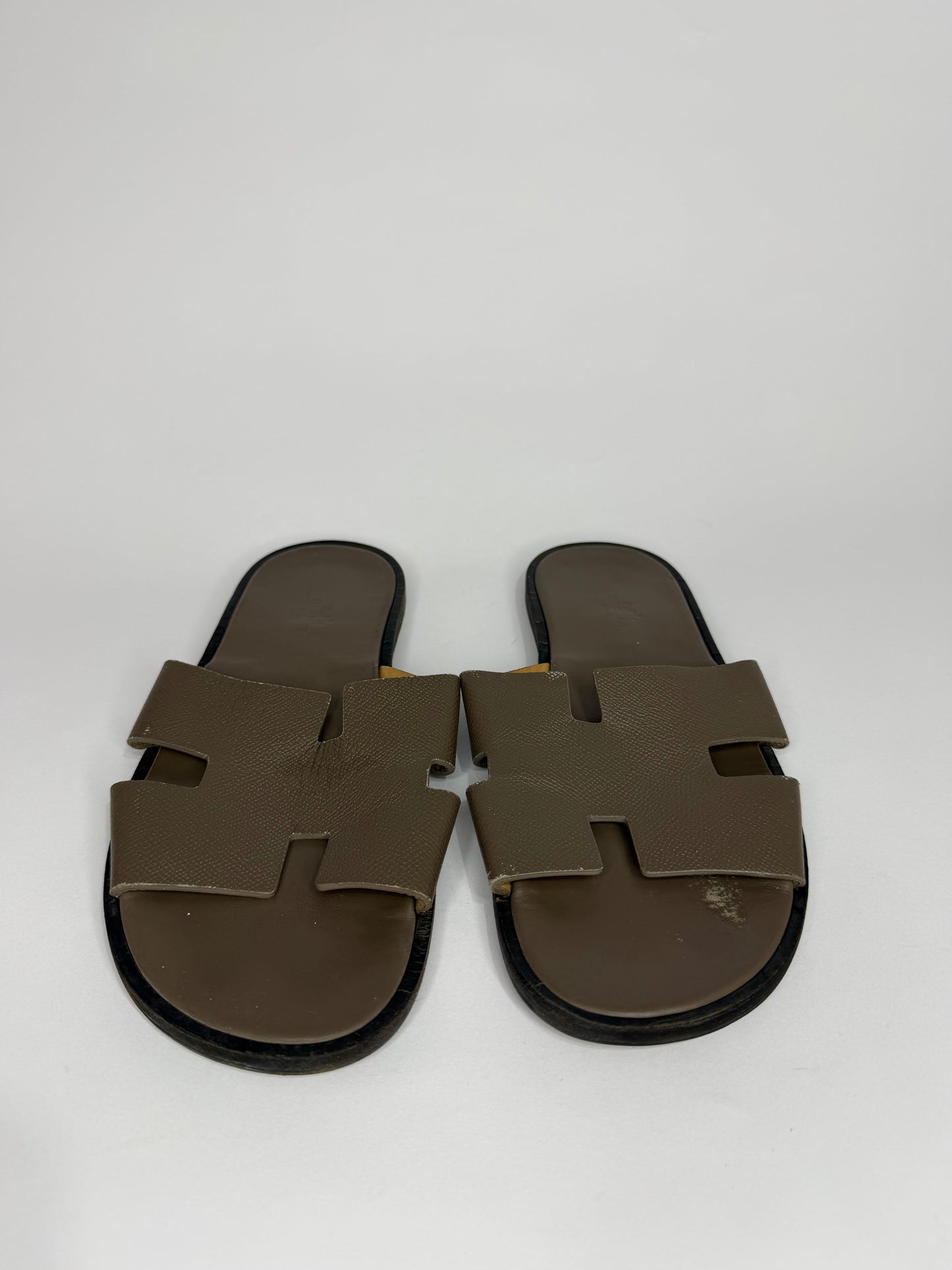 Hermes Beige Izmir Epsom Leather sandal Grey Size 42.5 EU/ 8.5 UK/ 9.5 US