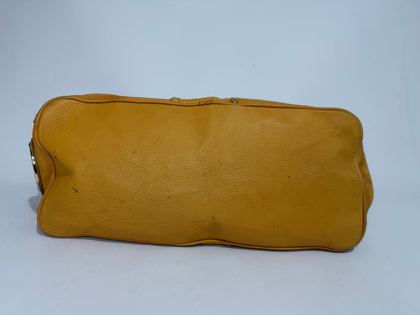 Mulberry Mustard Yellow Leather Drawstring Tote Bag
