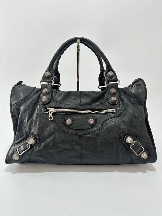 BALENCIAGA 
Agneau Giant 21 Silver Hardware Work Black