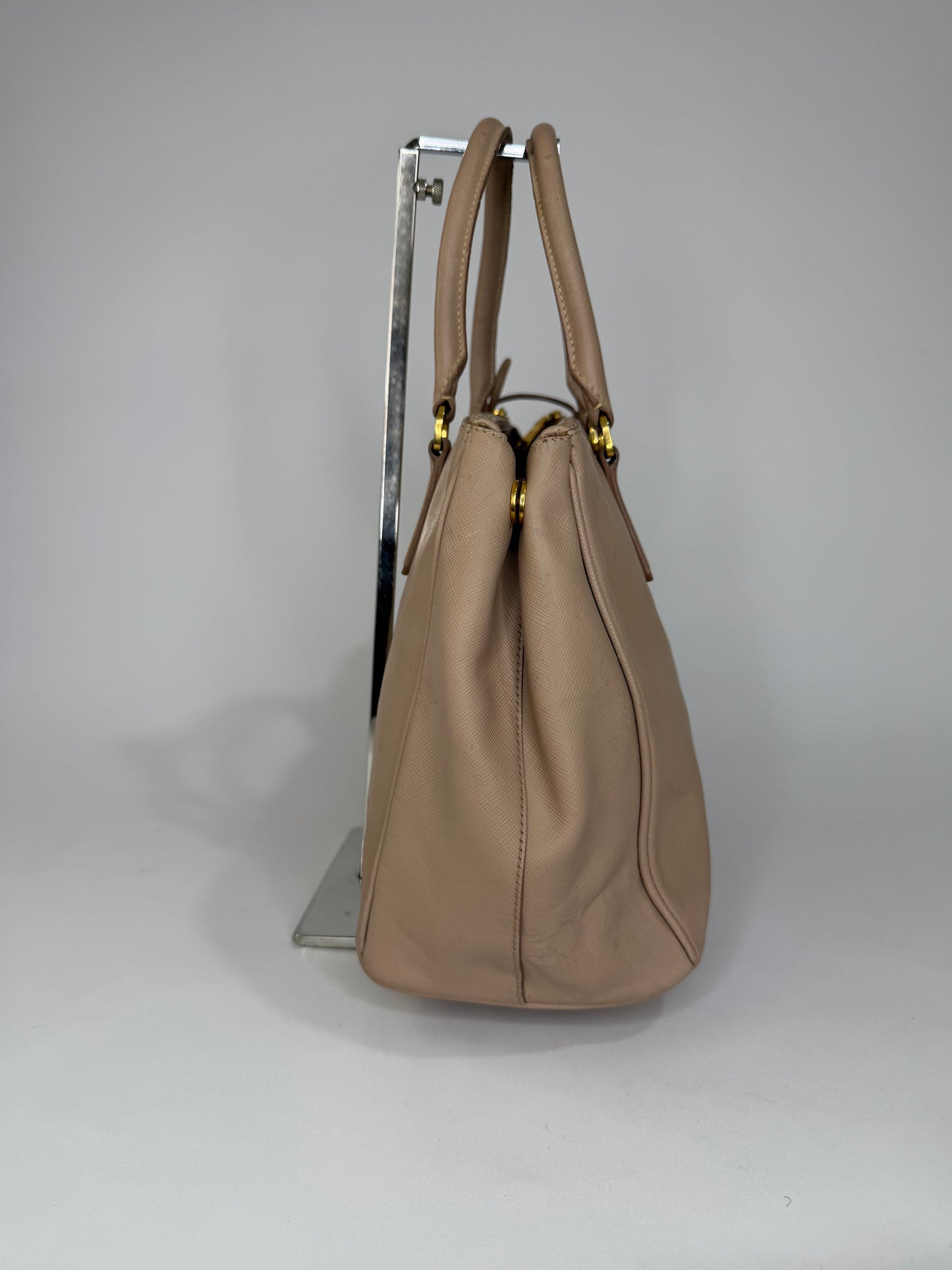 Prada Pink Saffiano Lux Leather Large Galleria Double Zip Tote