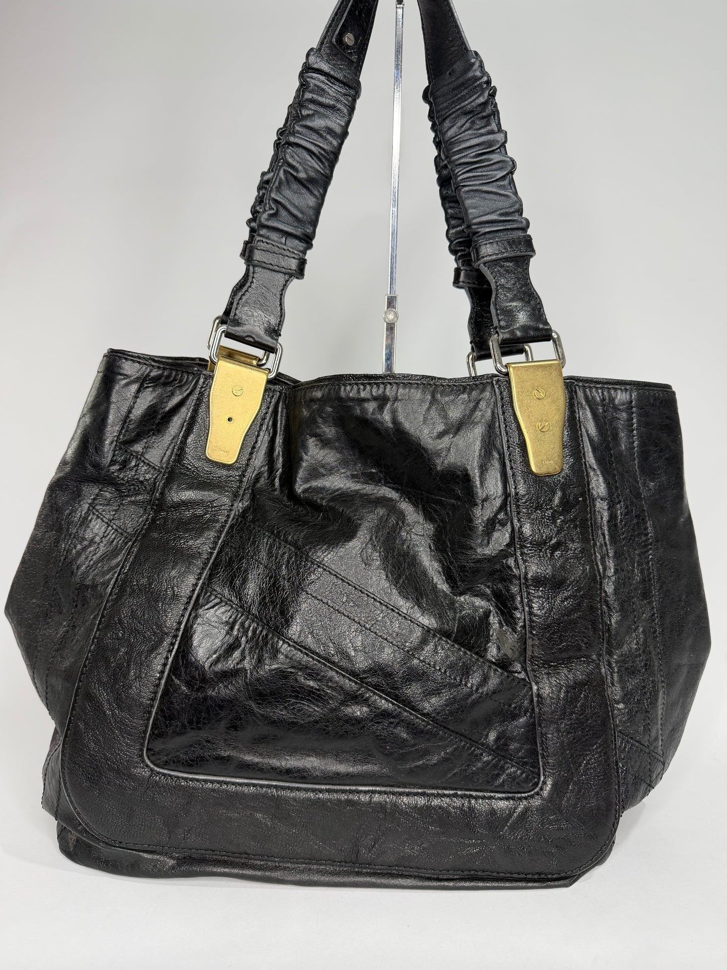 Chloe Black Pebbled Leather Shopper Tote
