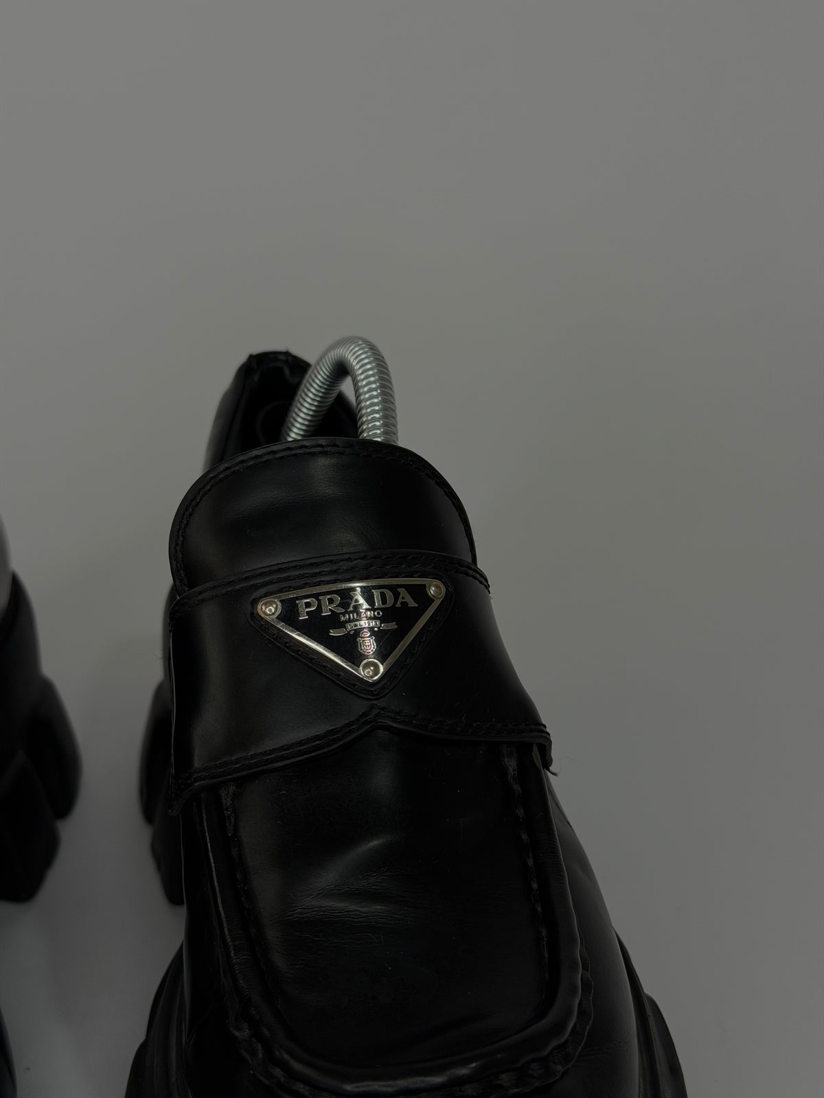 Prada Black Leather Monolith Platform Derby Sneakers Size 38 EU/ 8 US / 5 UK