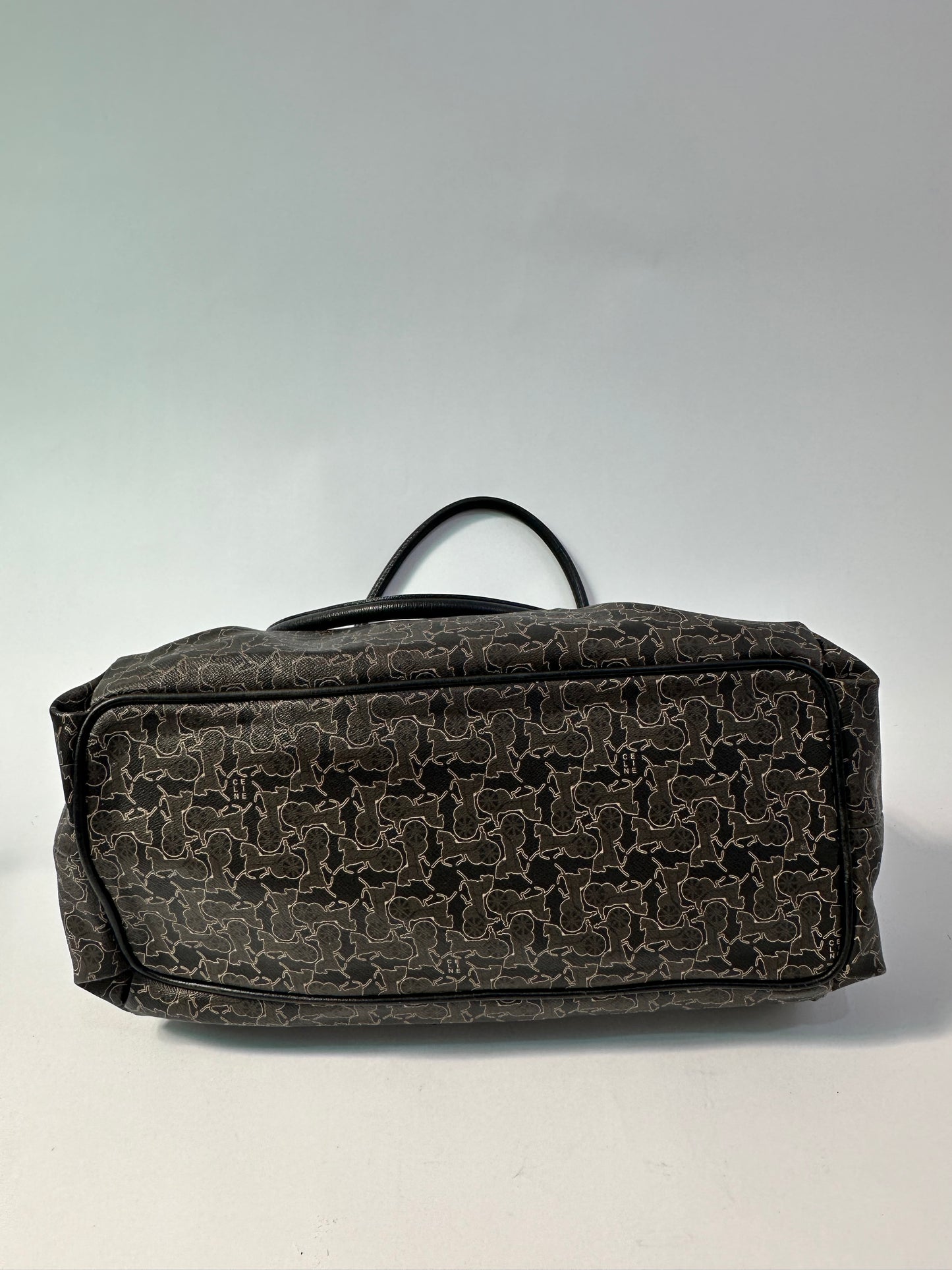 Vintage Celine Gray Carriage Shoulder Bag Black