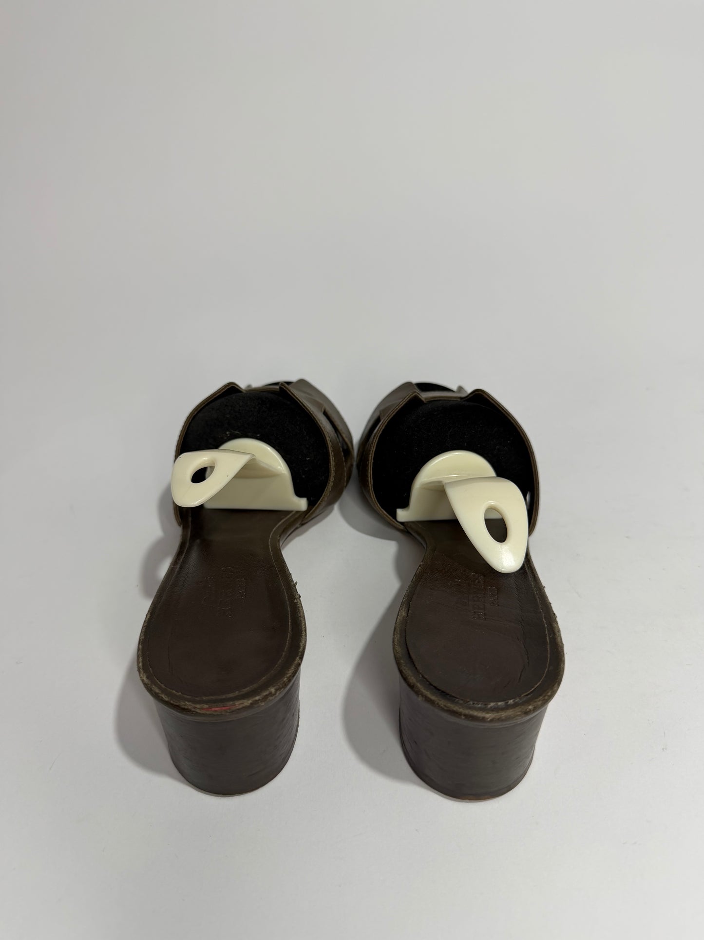 Hermès Oasis H Cut-Out Leather Mule Sandals Brown | Size 37 | Block Heel