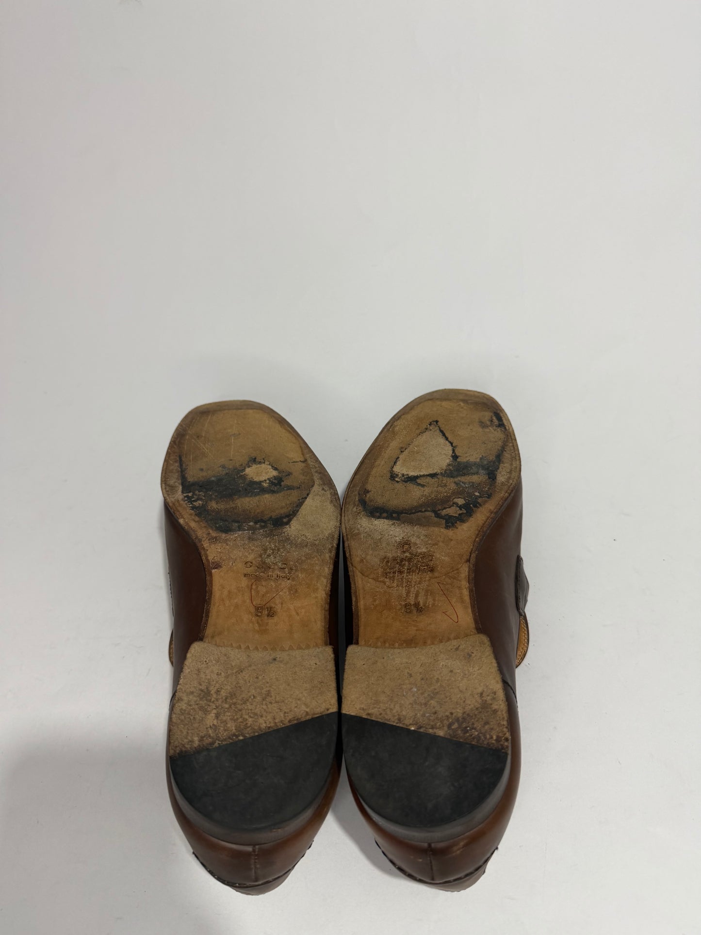 Gucci Brown Leather GG Jordaan Loafers Size 9.5 UK/ 10.5 US