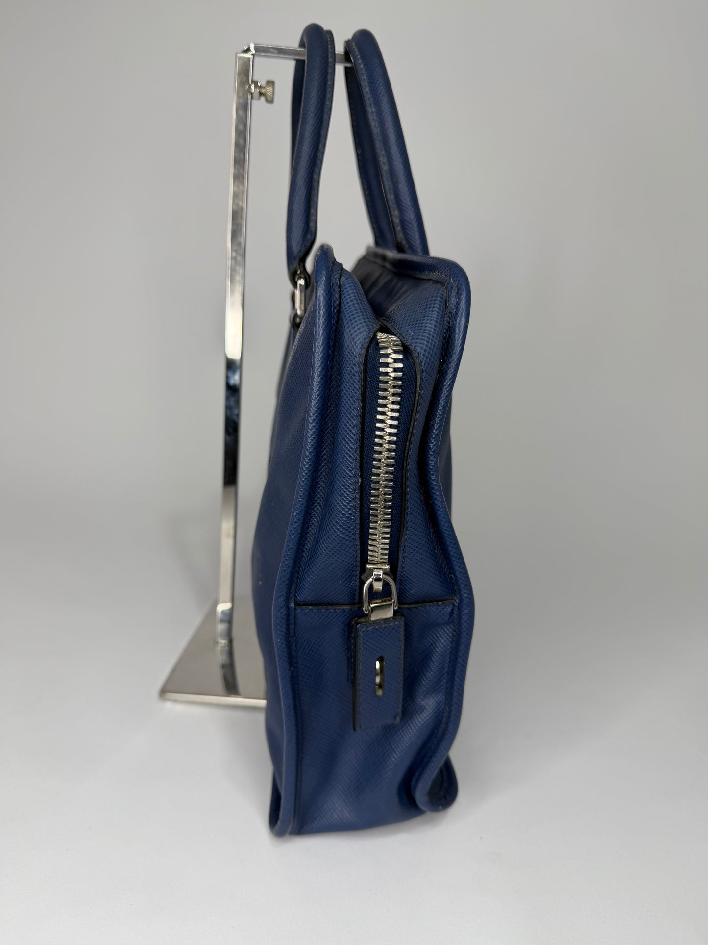 PRADA Saffiano Travel Briefcase Blue