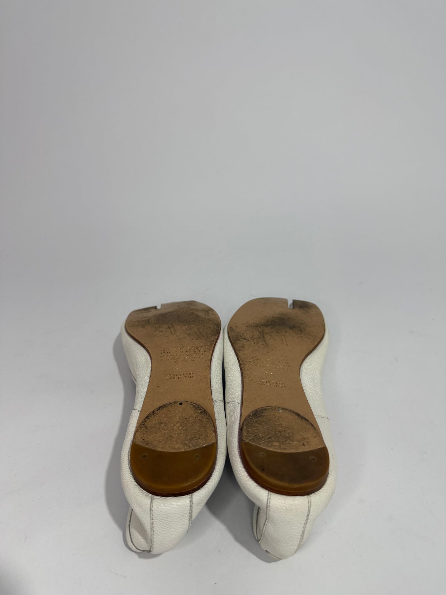 Maison Margiela Tabi Ballet Flats Ivory Leather Split-Toe EU 39