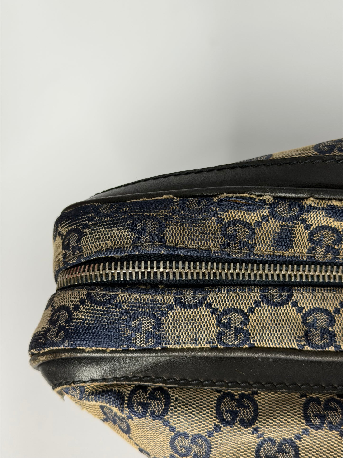 Gucci Beige/Navy GG Monogram Web Canvas and Leather Briefcase