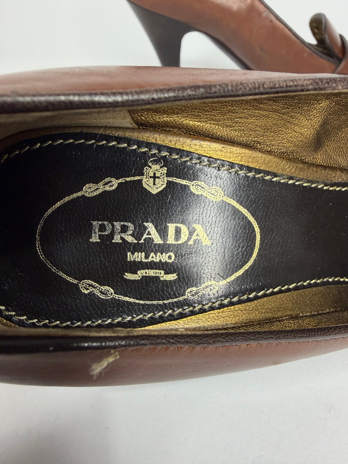 Prada Brown Leather Pointed-Toe Loafers Pumps 36.5 EU