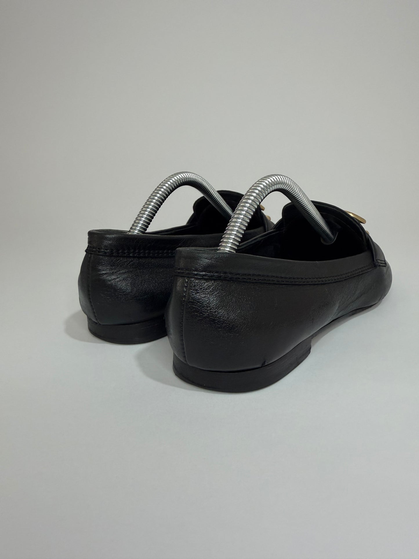 Chanel Black Leather Metal CC Slip On Loafers Size 35.5EU/5.5 US