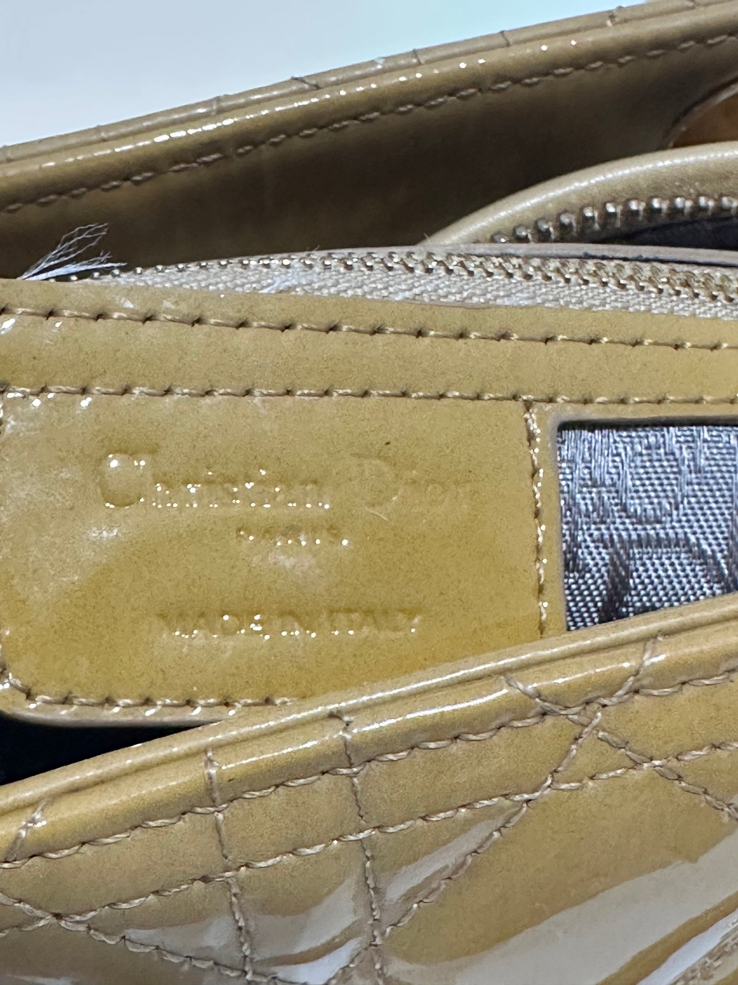 Dior Mustard Yellow Cannage Patent Leather Large Lady Dior Tote