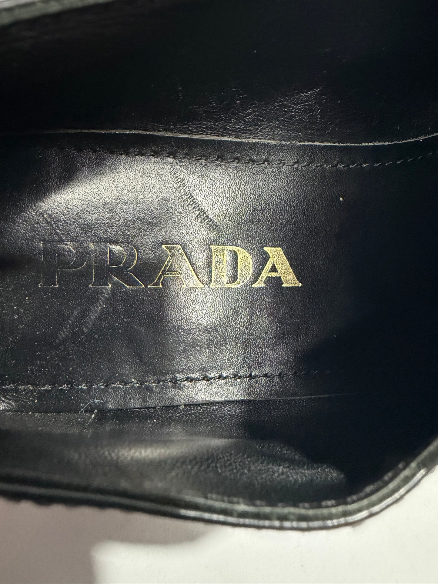 PRADA Vernice Metal Triangle Logo 50mm Loafers Size 36 EU/6 US/ 3UK