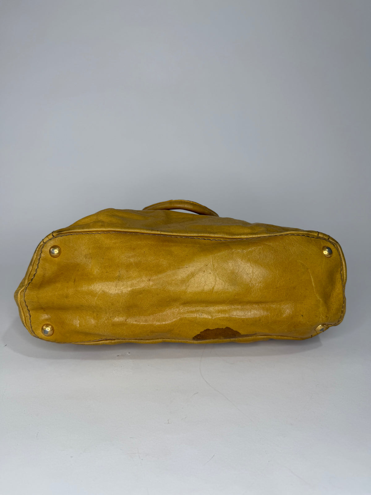 Prada Yellow Leather Top Handle Bag
