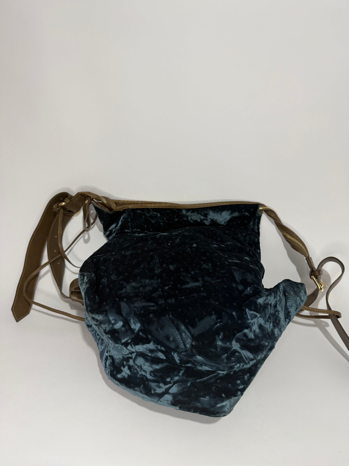Vivienne Westwood Blue Velvet Orb Print Slouch Crossbody / Shoulder Bag