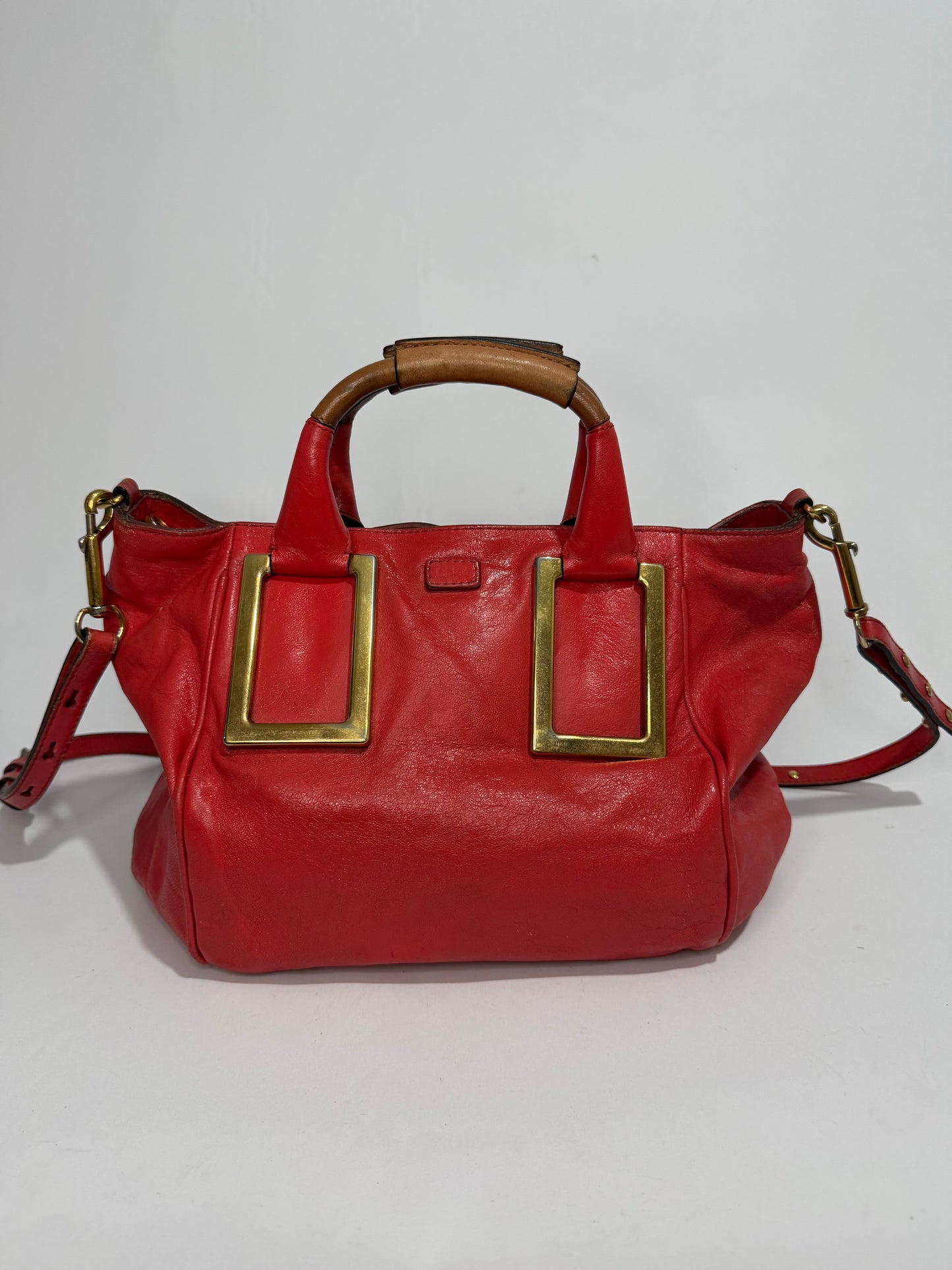 CHLOE Calfskin Small Ethel Satchel Red
