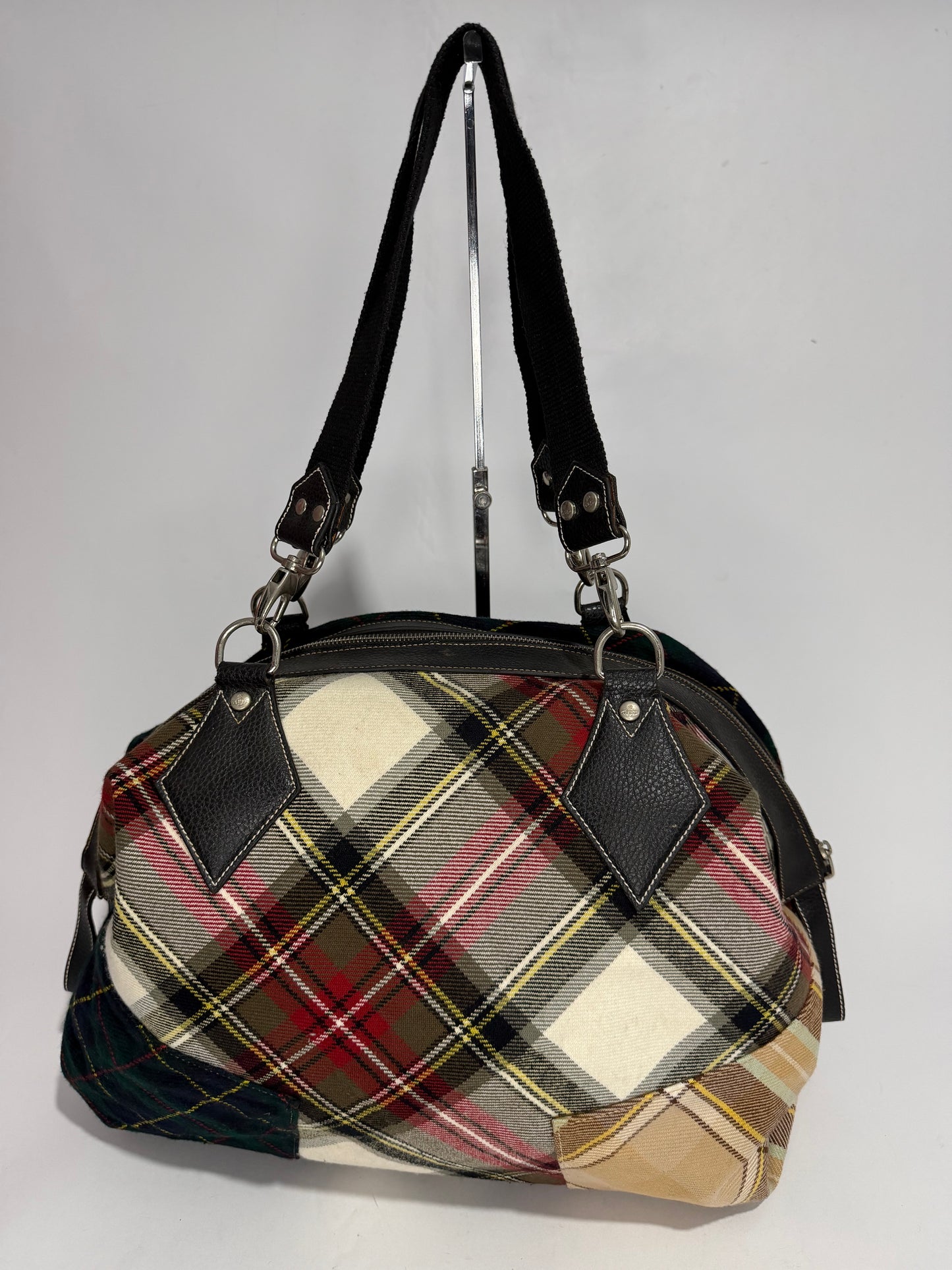 VIVIENNE WESTWOOD Multicolor Plaid Tote Bag.