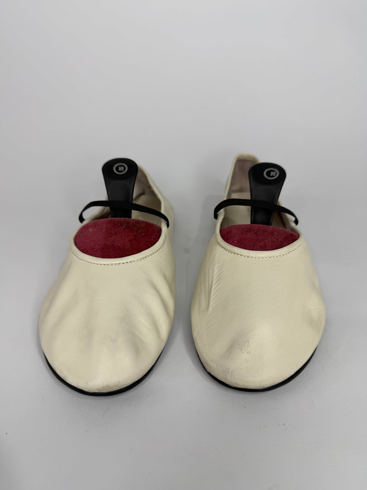 The Row Off White Leather Elastic Ballet Flats Size 37 EU/ 7 US