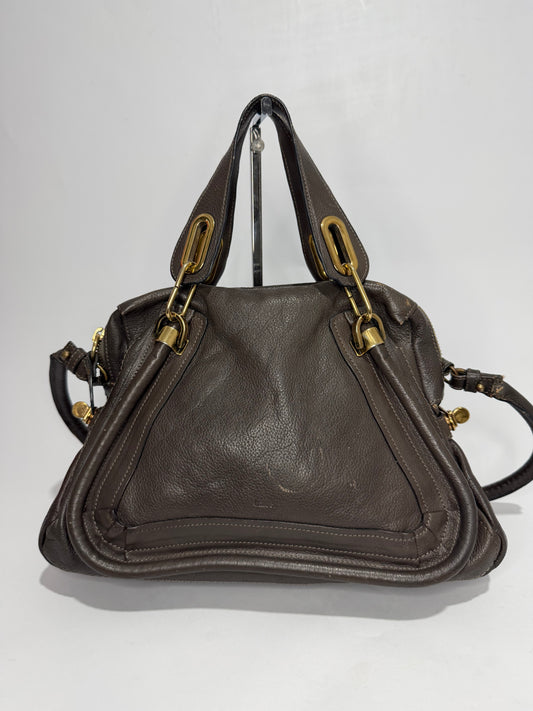 Chloe Grey Leather Medium Paraty Shoulder Bag