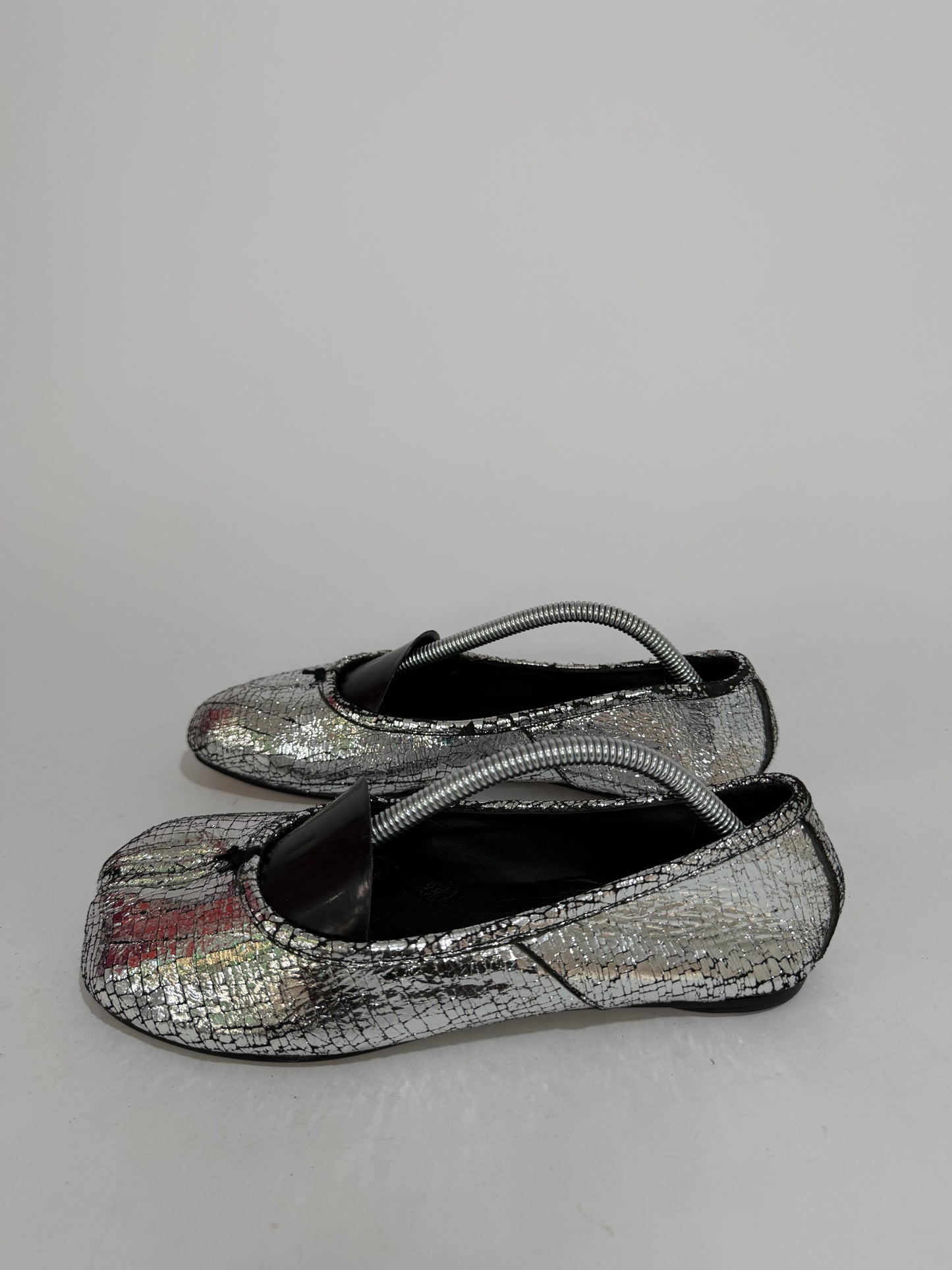 Maison Margiela Silver Tabi Mirror Ballerina Flats Size 37 EU/ 7 Us