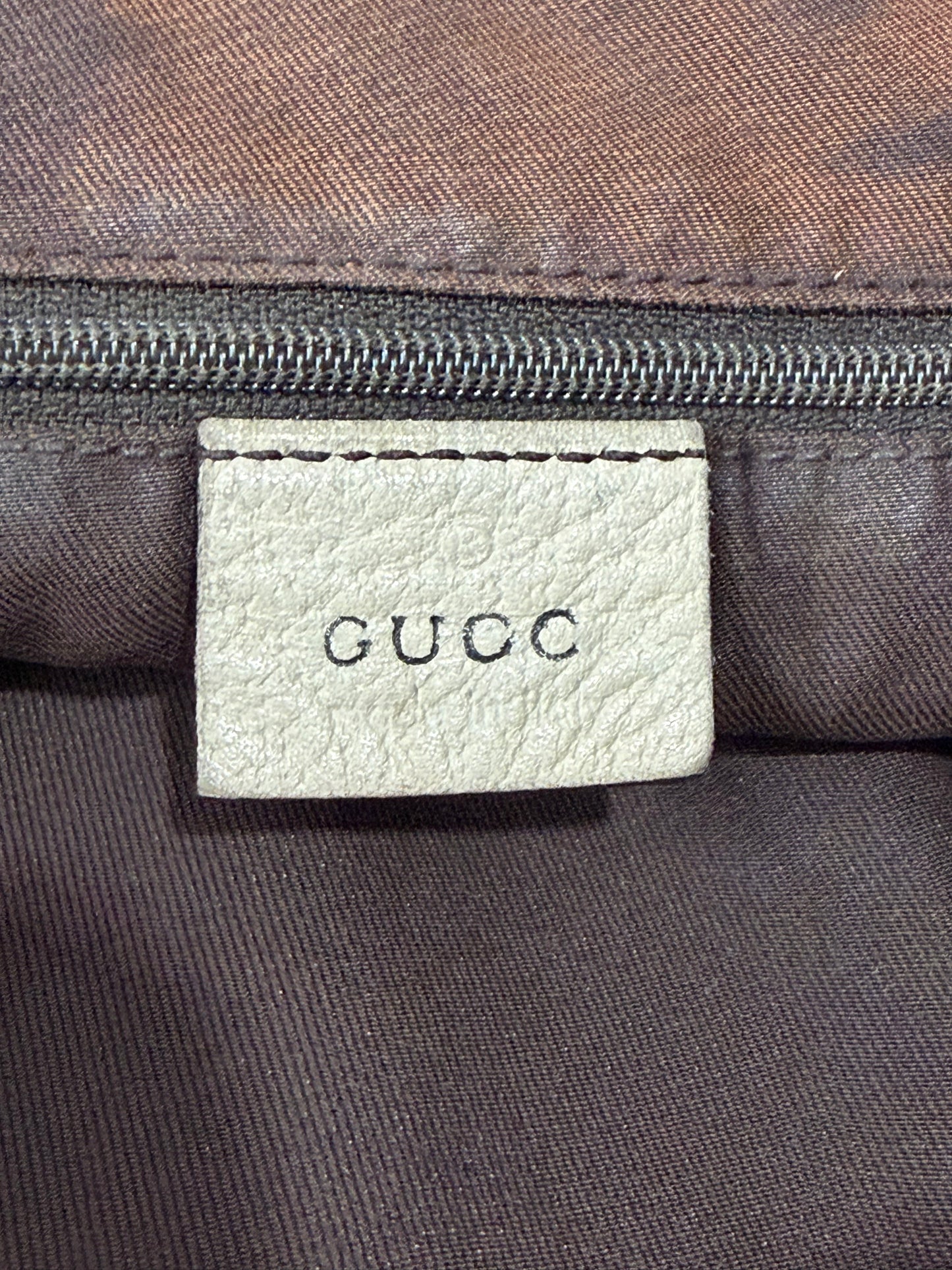 Gucci Beige/White Blue GG Canvas and Leather Abbey Tote