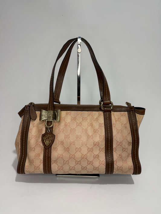 Gucci Pink/Beige GG Crystal Canvas and Leather Duchessa Tote