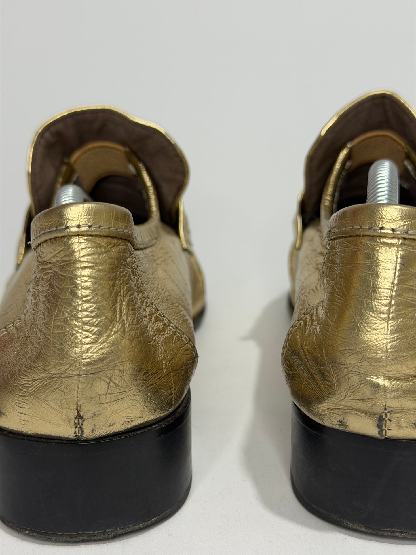 The Row Gold
Eel Skin Loafers 
Women's Size 38 EU/8 US / 5 UK