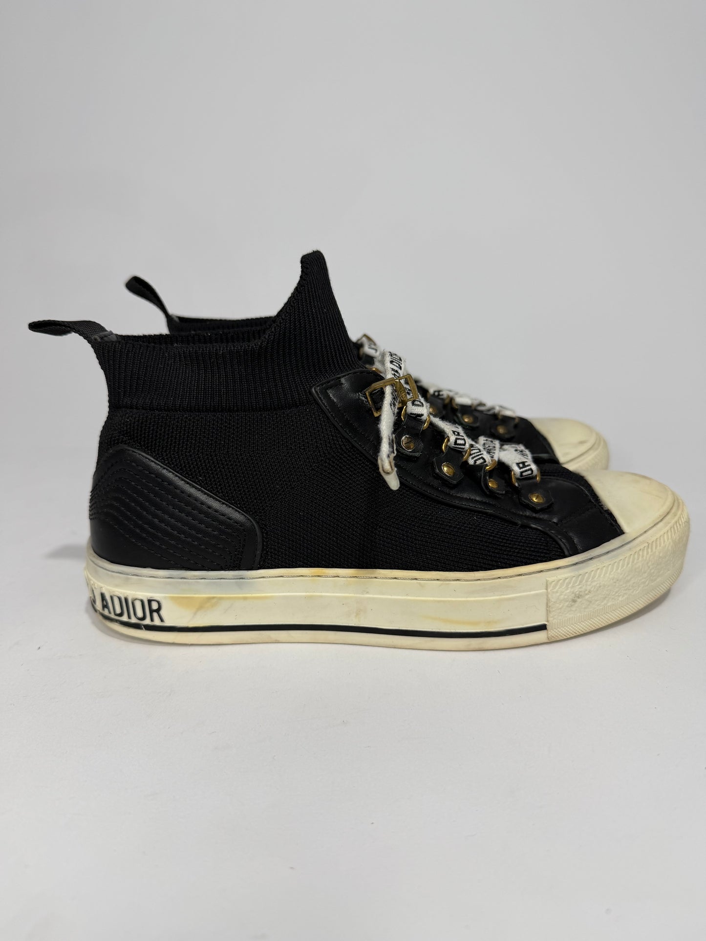 Dior Black Knit Fabric and Leather Walk'n'Dior Sock Sneakers Size 37 EU/ 7 US