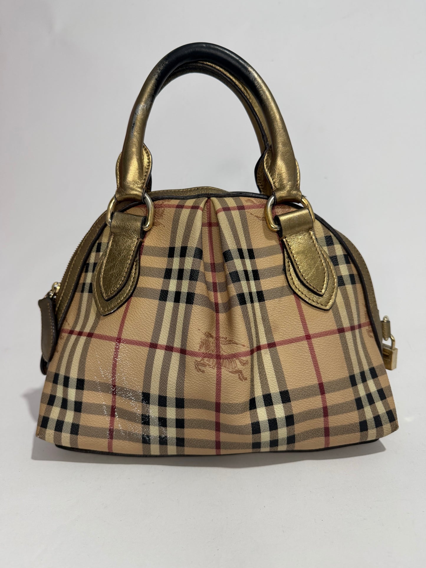 Burberry Haymarket Check Coated Canvas Small Thornley Bowling Bag