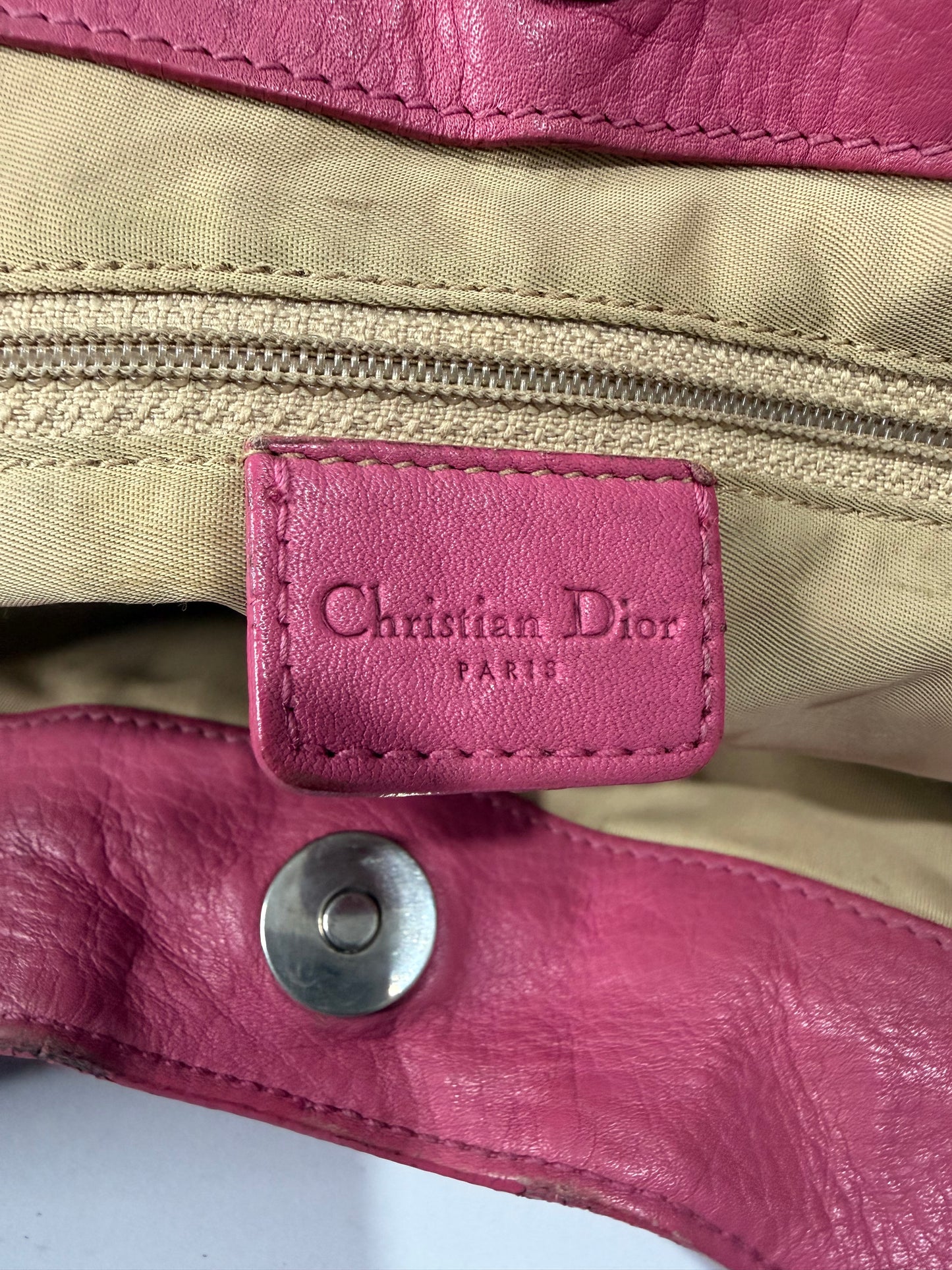 Dior Beige/Pink Oblique Canvas and Leather Street Chic Tote