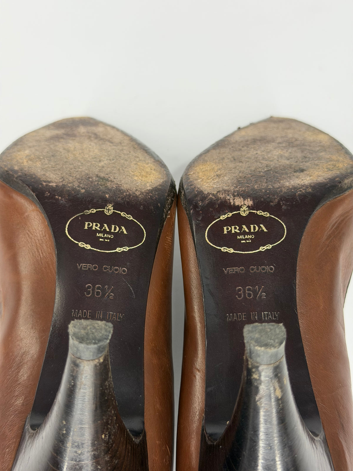 Prada Brown Leather Pointed-Toe Loafers Pumps 36.5 EU
