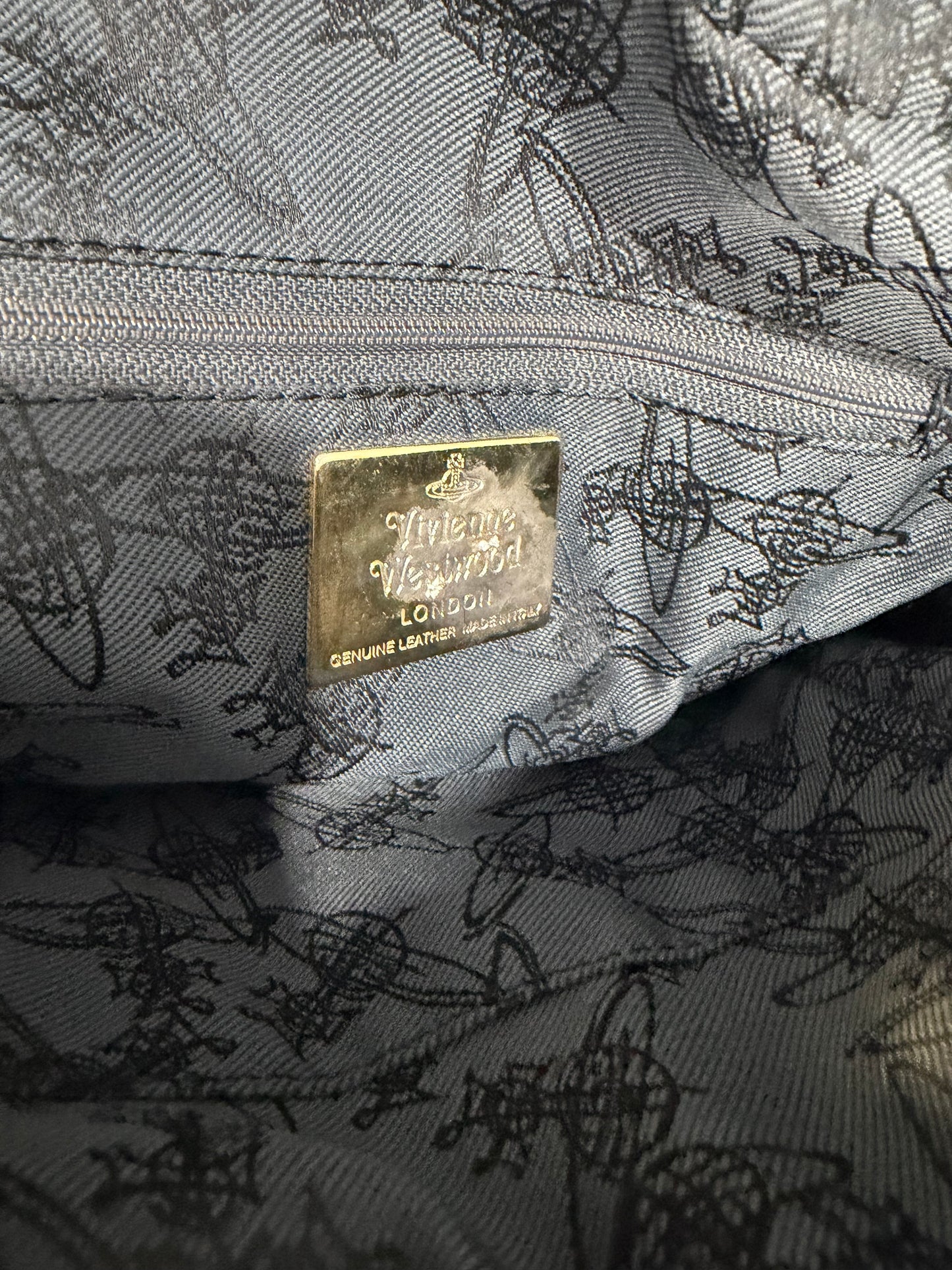 Vivienne Westwood Orb Jacquard Mini Crossbody Bag – Black Canvas & Leather Trim
