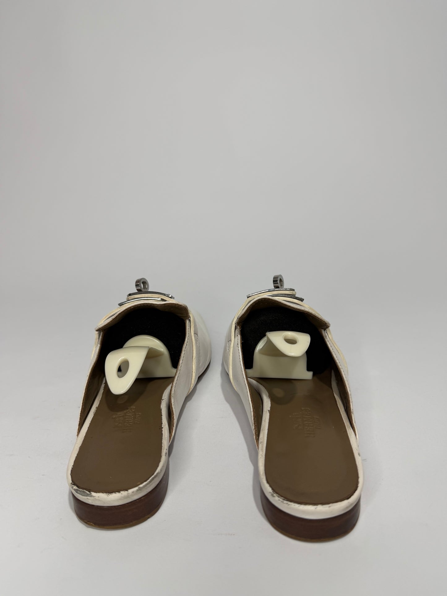 Hermes white Calf Leather Oz Mule Size 38 EU/ 8 US/ 5Uk