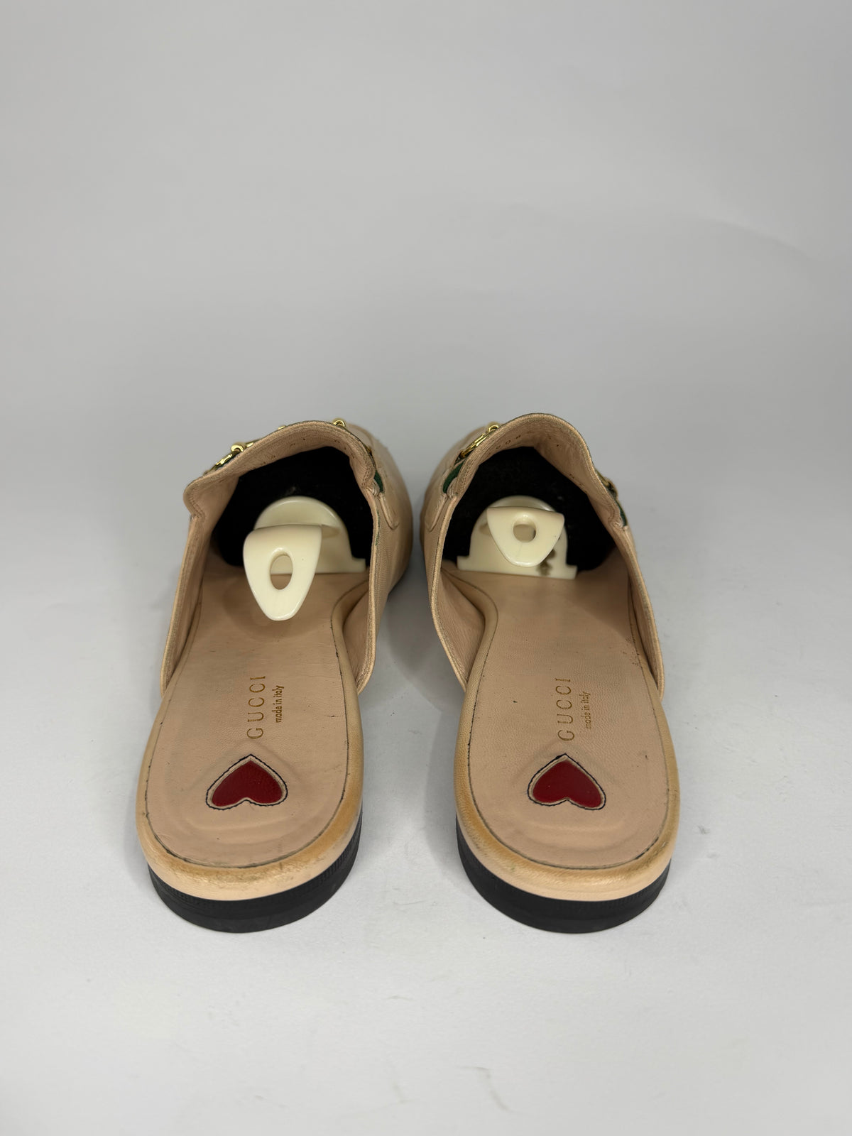 Gucci Beige Leather Princetown Horsebit Flat Mules Size 41 EU