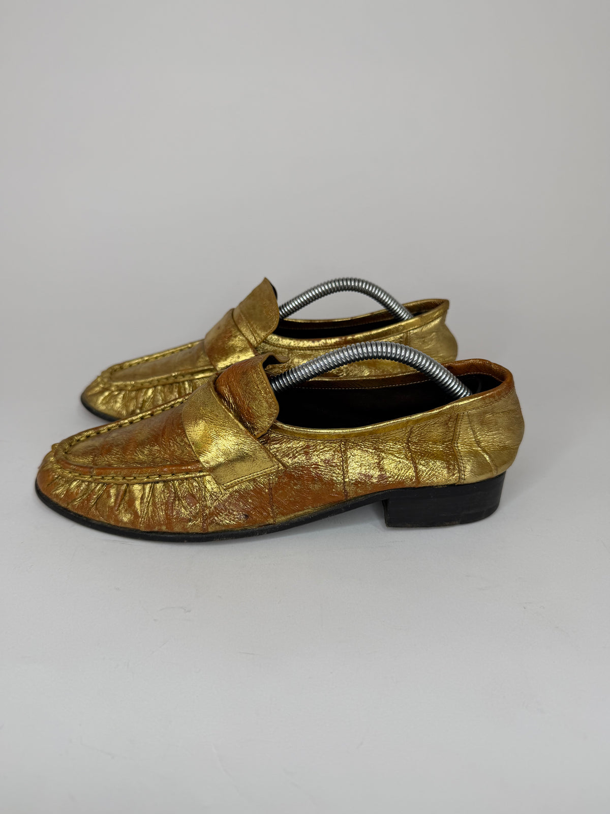The Row Gold
Eel Skin Loafers 
Women's Size 35 EU/5 US / 3 UK