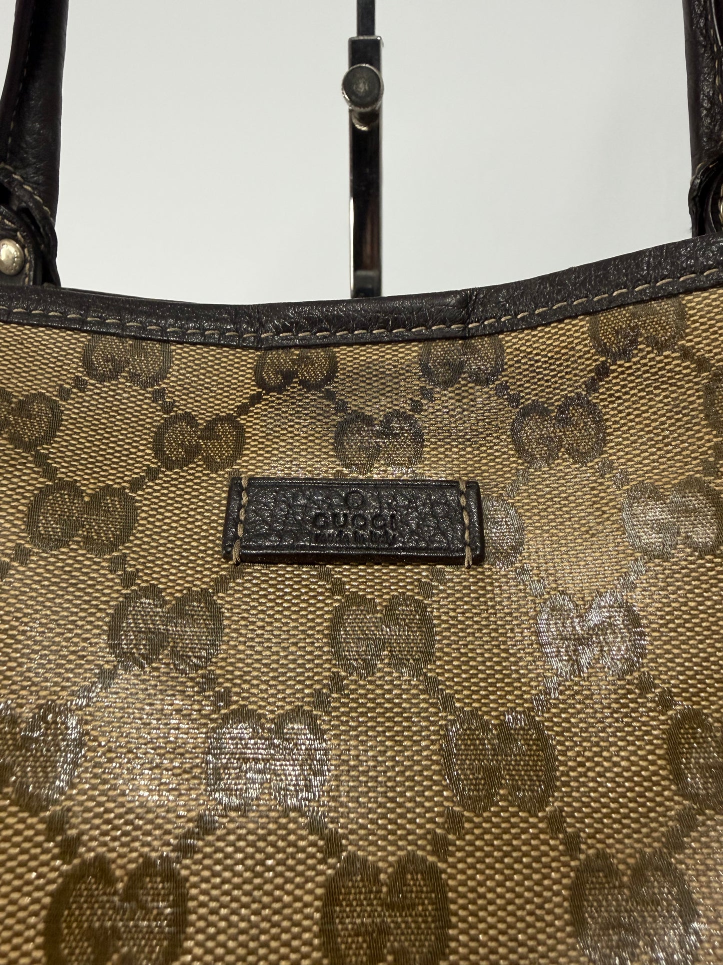 GUCCI
Beige/Ebony 'GG Crystal' Coated Canvas Joy Large Tote Bag