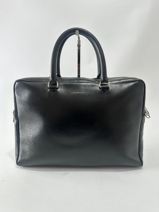 Burberry Black Leather Briefcase Bag