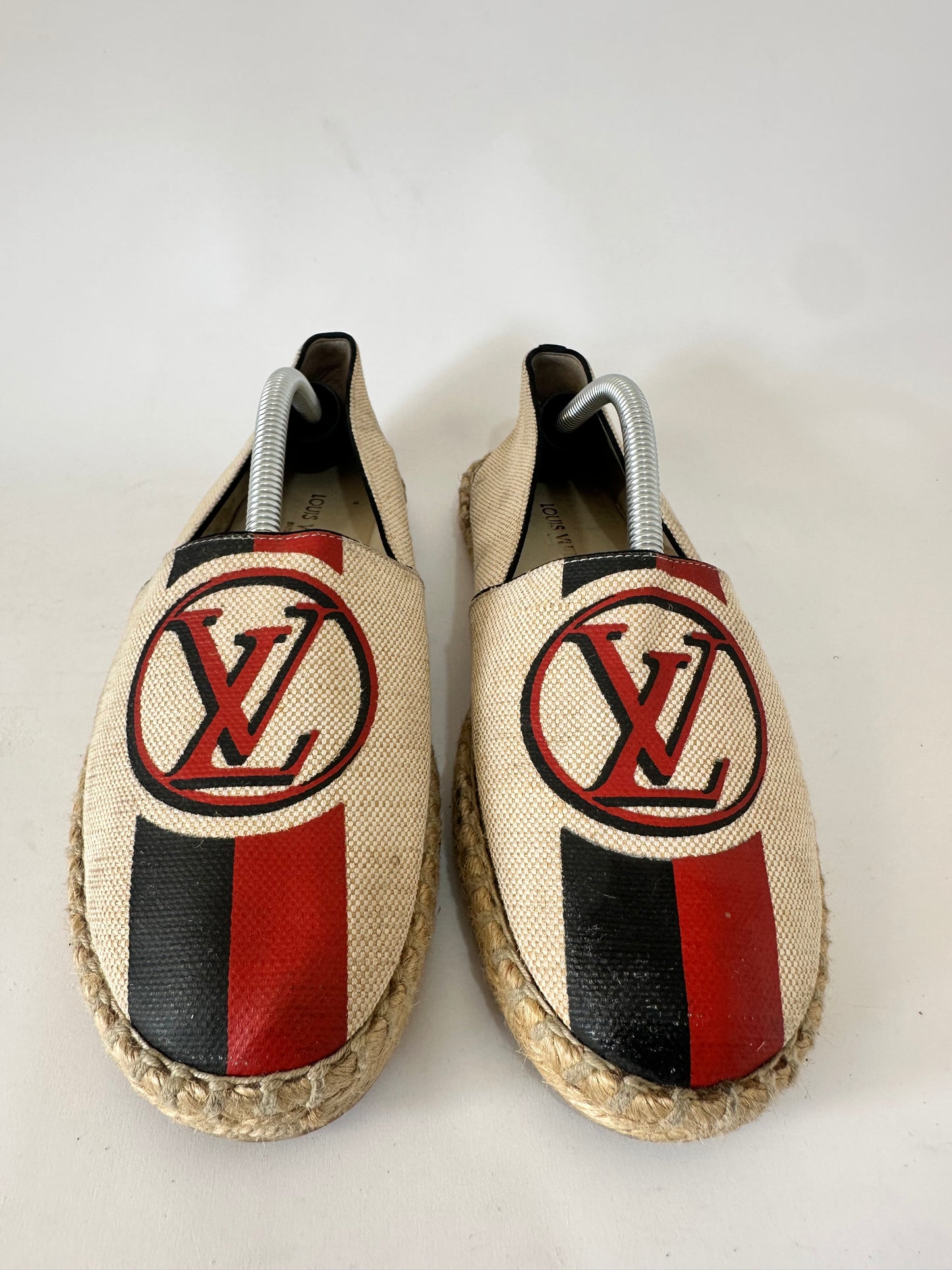 Louis Vuitton Beige Canvas Logo Espadrilles Size 37 EU