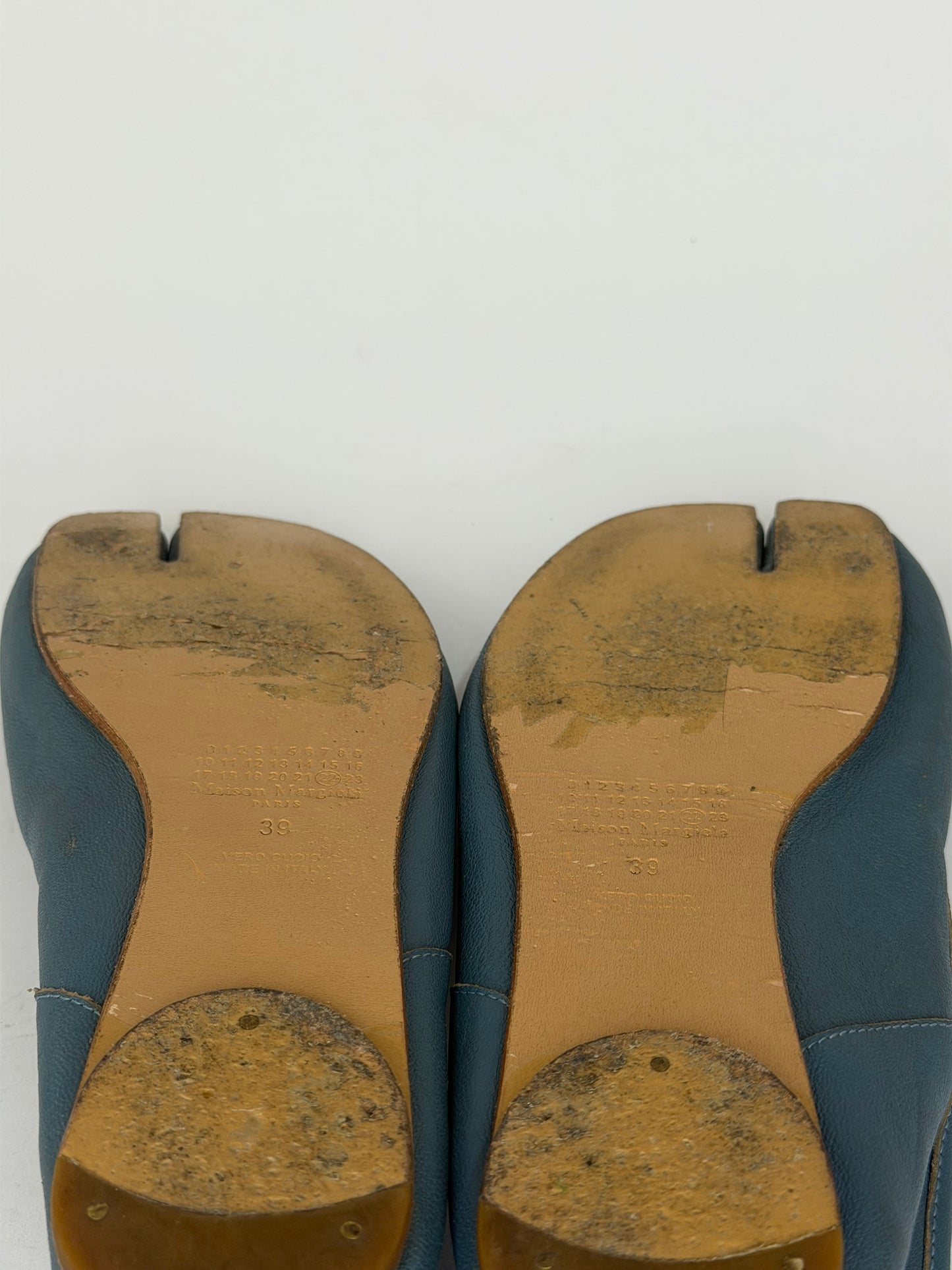 Maison Margiela Tabi Ballet Flats Blue Leather Split-Toe EU 39EU/ 9US / 6 UK