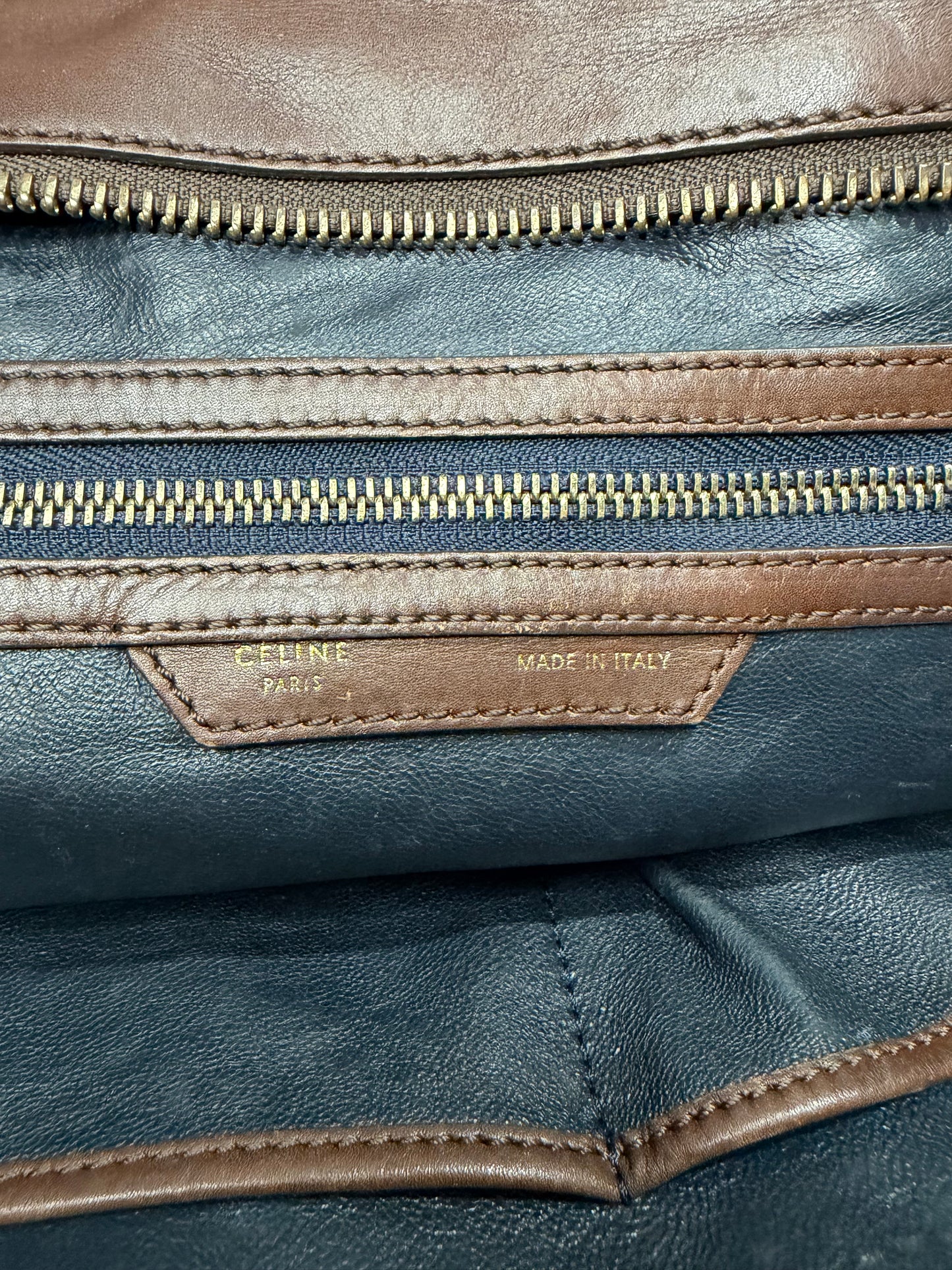 CELINE
Tri-Color Calfskin Leather Large Luggage Tote Bag