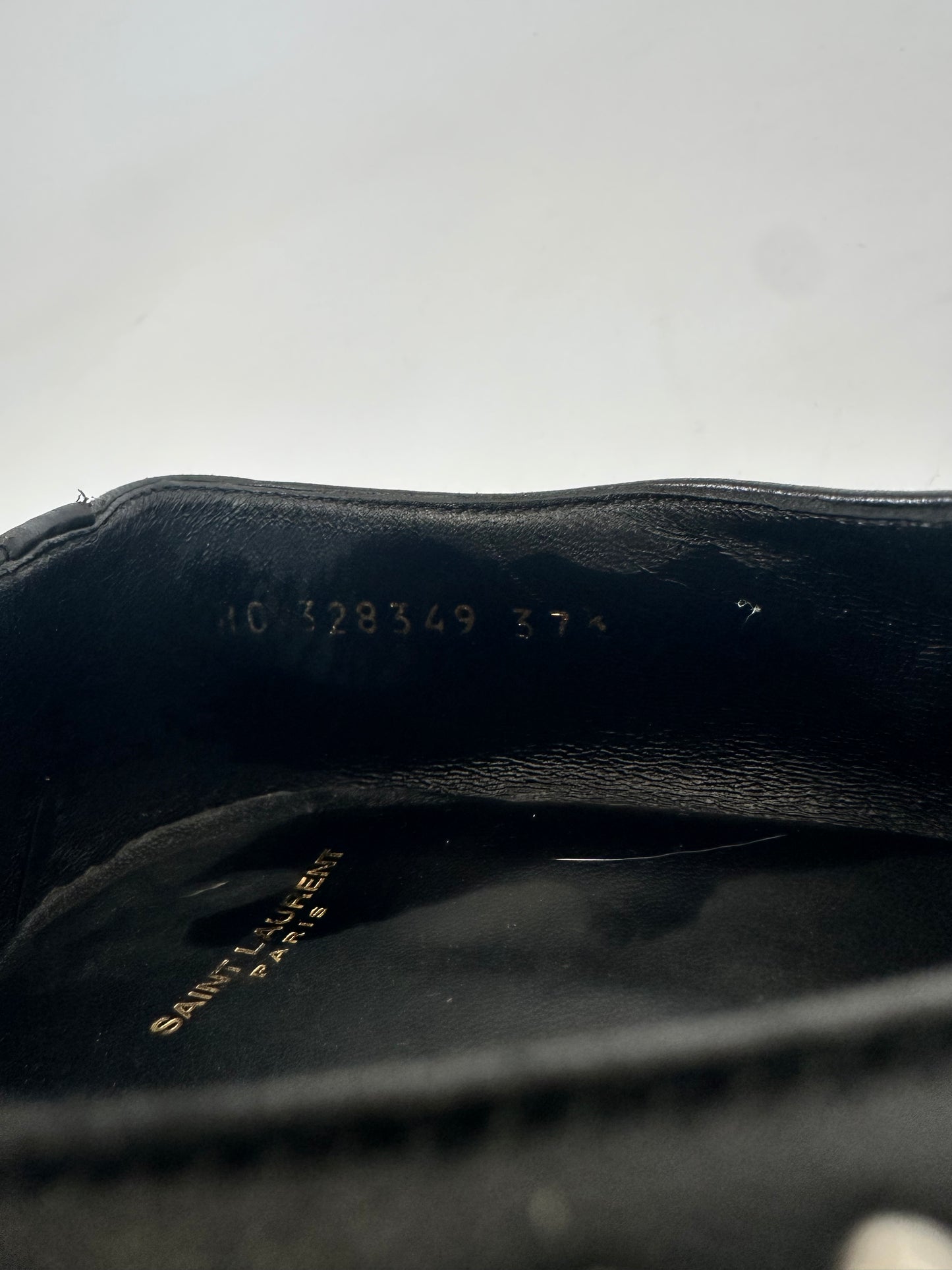 Saint Laurent Black Leather Lulu Richelieu Metal Eyelet Lace Up Oxfords Size 37.5 EU