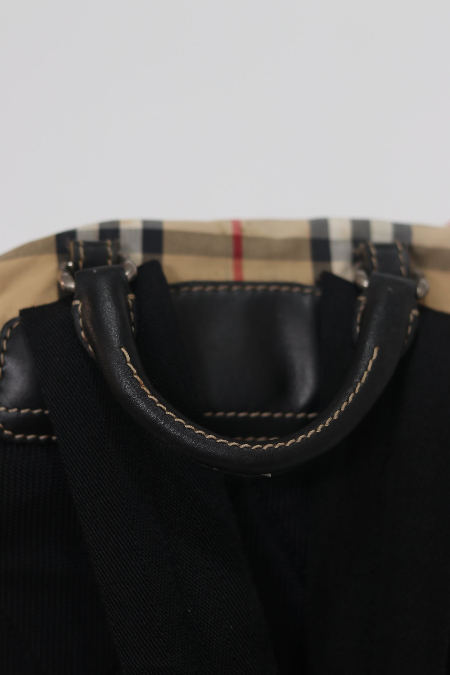 Burberry Beige/Black Vintage Check Nylon Large Rucksack Backpack